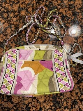 Vera Bradley Grey’s, Pink, Green & Tan Quilted Chain-Strap Crossbody